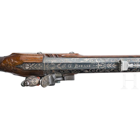 A deluxe flintlock rifle for oval bullets by J.G. Biesse of Helmstedt, circa 1770/80