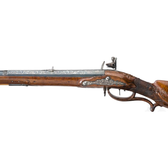 A deluxe flintlock rifle for oval bullets by J.G. Biesse of Helmstedt, circa 1770/80