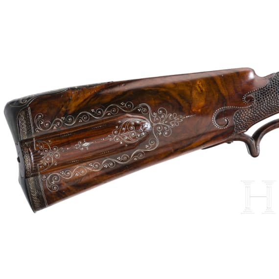 A deluxe flintlock rifle for oval bullets by J.G. Biesse of Helmstedt, circa 1770/80