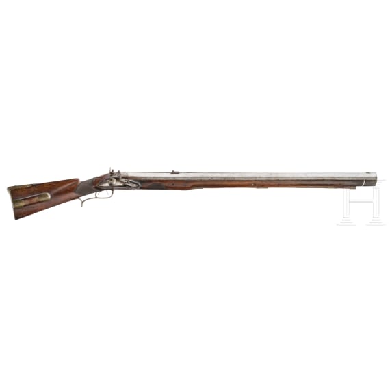 A heavy flintlock target rifle by I. G. Strela in Ochsenfurth, circa 1780