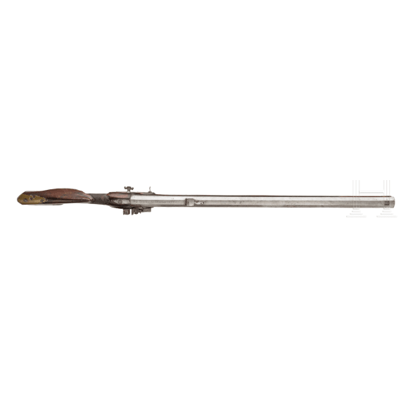 A heavy flintlock target rifle by I. G. Strela in Ochsenfurth, circa 1780