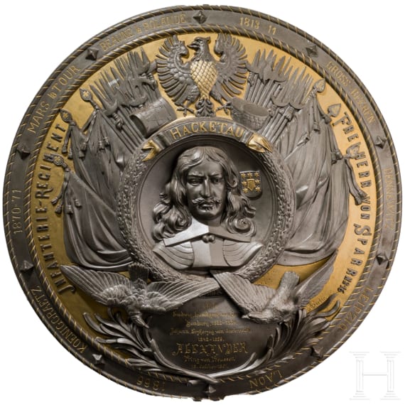 A large German cast-iron wall emblem of Infantry Regiment &bdquo;Freiherr von Sparr", (3rd Westphalian) No. 16, circa 1890