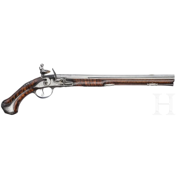 A long French flintlock pistol, circa 1710