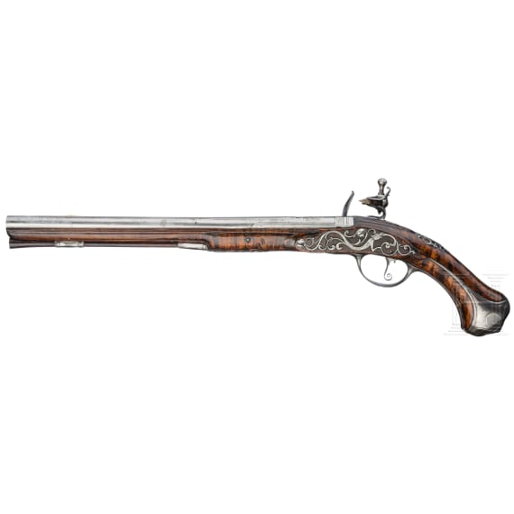 A long French flintlock pistol, circa 1710