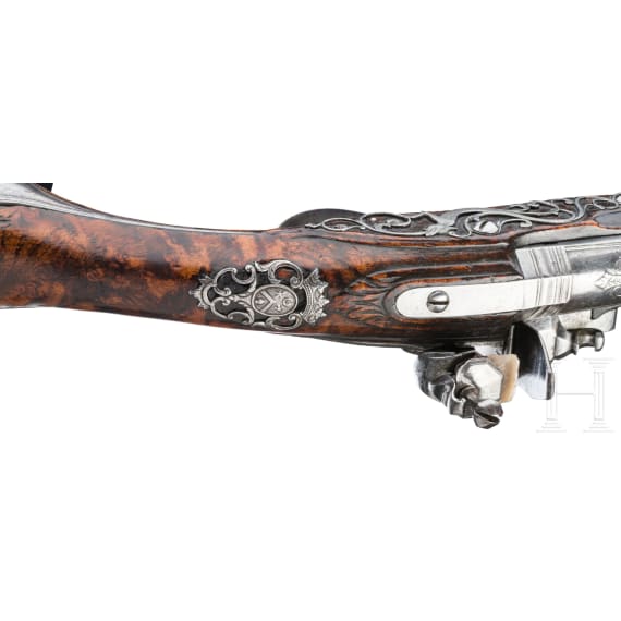 A long French flintlock pistol, circa 1710