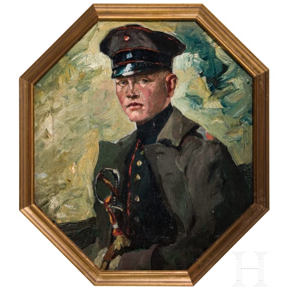 Prof. Anton M&uuml;ller-Wischin (1865 - 1949) - a portrait of a young officer in a J&auml;ger Battalion, circa 1910