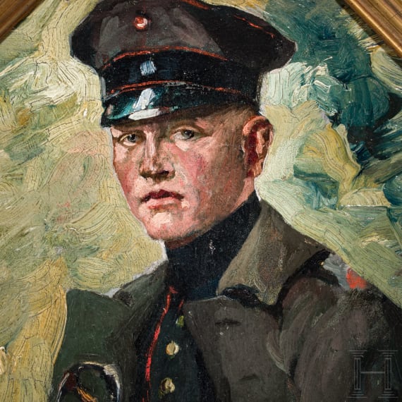 Prof. Anton M&uuml;ller-Wischin (1865 - 1949) - a portrait of a young officer in a J&auml;ger Battalion, circa 1910