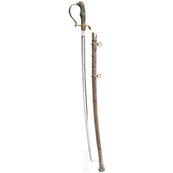 A lion's head sabre for officers of the cavalry, circa 1900