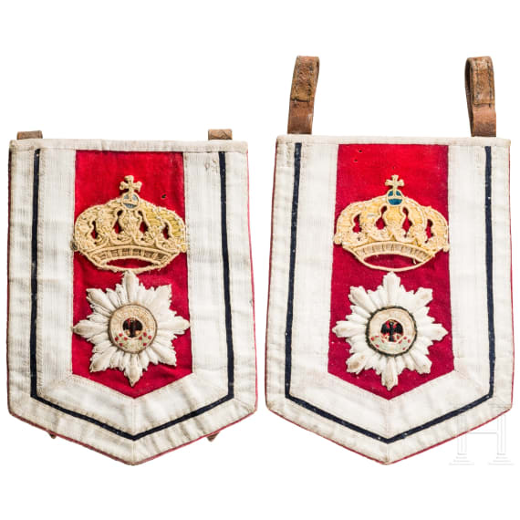 A pair of textile saddle parts for troopers of the Garde du Corps