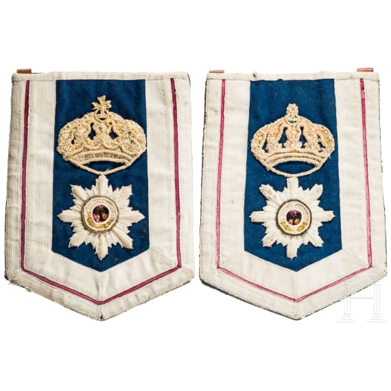 A pair of textile saddle parts for troopers of the Guard Cuirassier Regiment, dated 1871