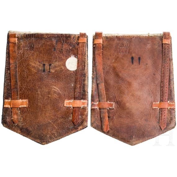 A pair of textile saddle parts for troopers of the Guard Cuirassier Regiment, dated 1871