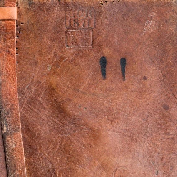 A pair of textile saddle parts for troopers of the Guard Cuirassier Regiment, dated 1871
