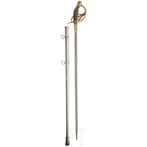 A Prussian cuirassier's sword M 54 with Damascus blade, for officers