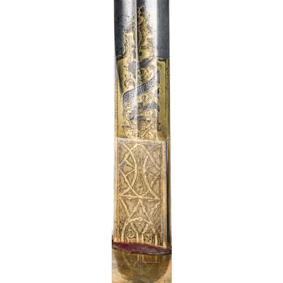 A Prussian cuirassier's sword M 54 with Damascus blade, for officers