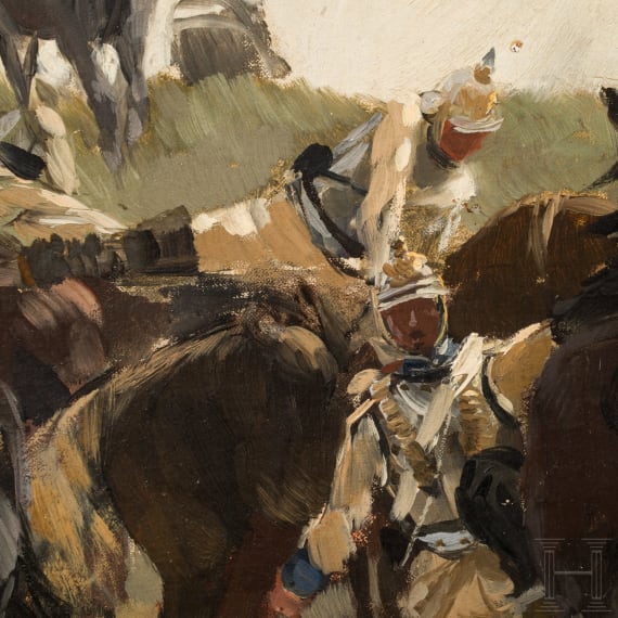 Theodor Rocholl (1854 - 1933) - Cuirassiers in the field, dated 1899