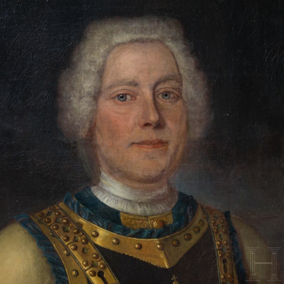 Prussian Oberst Friedrich Leopold Count von Ge&szlig;ler (1688&ndash;1762) &ndash; a life-sized portrait painting, dated 1721