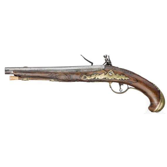 A flintlock pistol, A. Giot in Li&eacute;ge, circa 1736