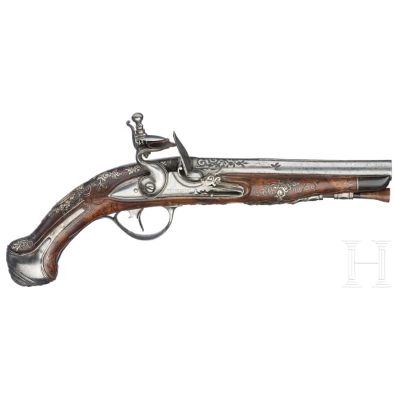 A fine pair of Brescian flintlock-pistols by Paolo Cetterio, circa 1740