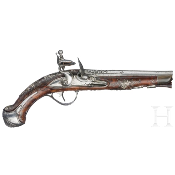 A fine pair of Brescian flintlock-pistols by Paolo Cetterio, circa 1740