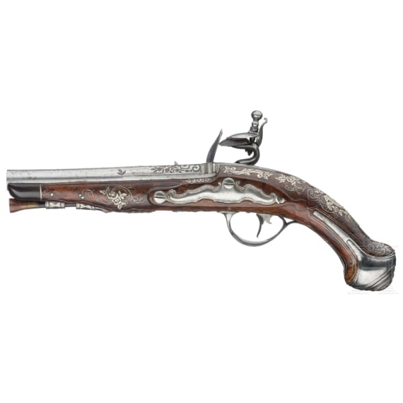 A fine pair of Brescian flintlock-pistols by Paolo Cetterio, circa 1740