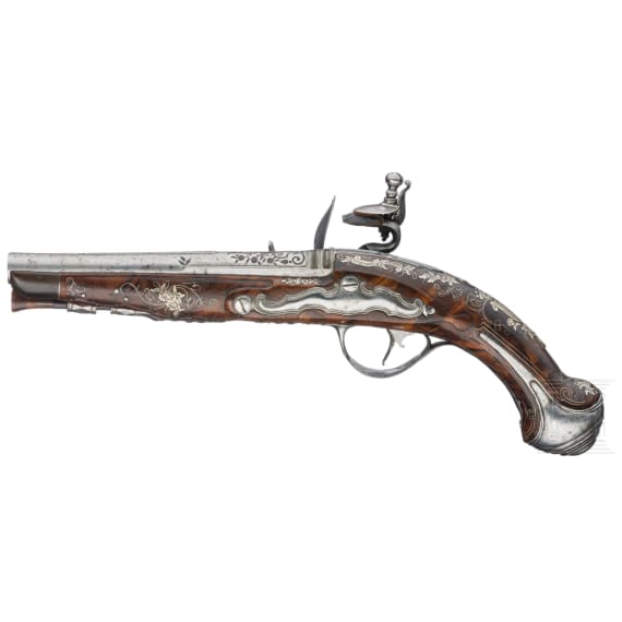 A fine pair of Brescian flintlock-pistols by Paolo Cetterio, circa 1740