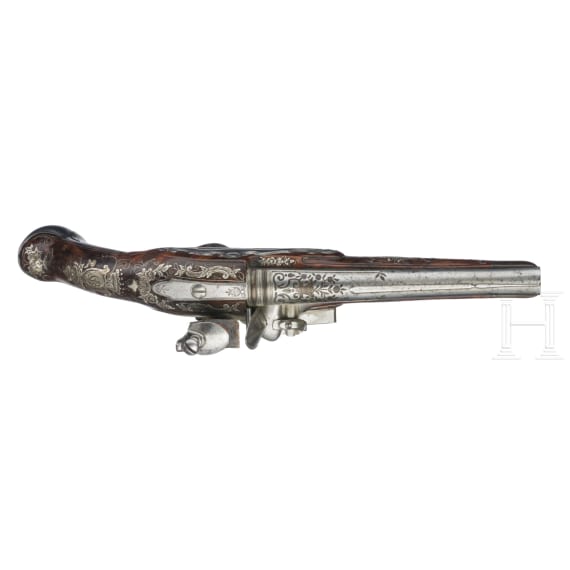 A fine pair of Brescian flintlock-pistols by Paolo Cetterio, circa 1740
