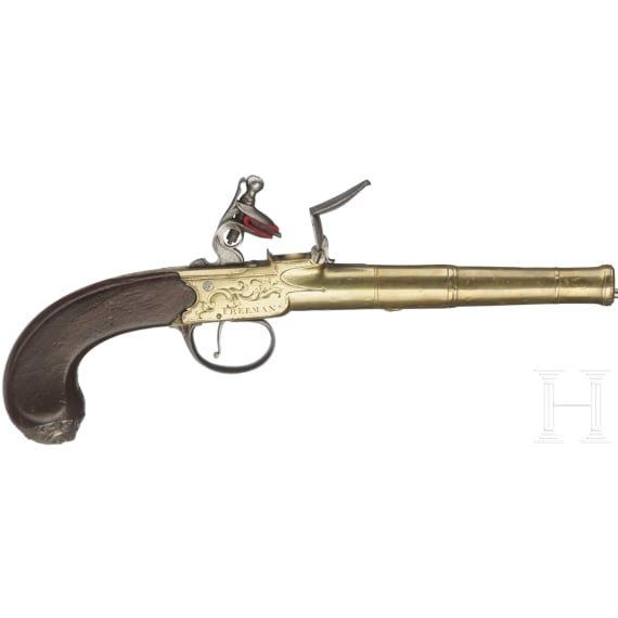 A flintlock pocket pistol, Freeman in London, circa 1740