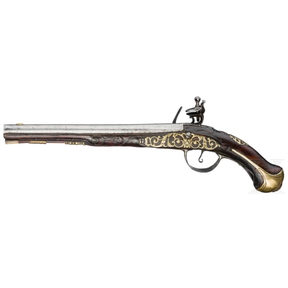 A flintlock pistol, A. Poitevin in Charente (F), circa 1740