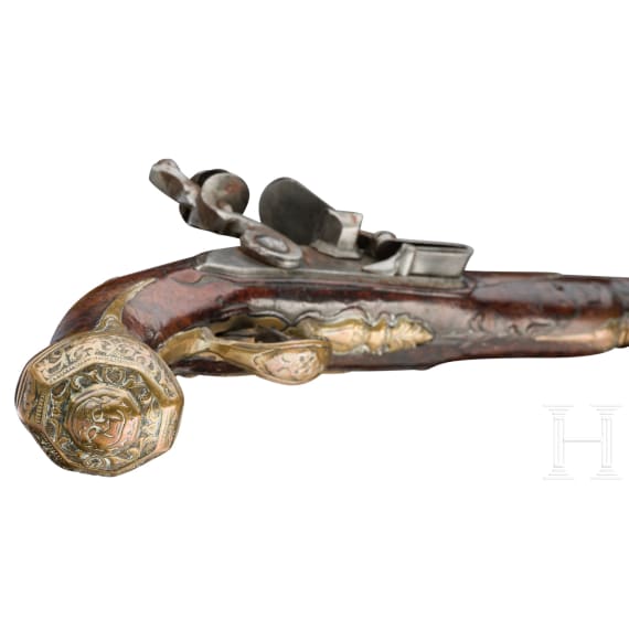 A long Belgian flintlock pistol, circa 1740