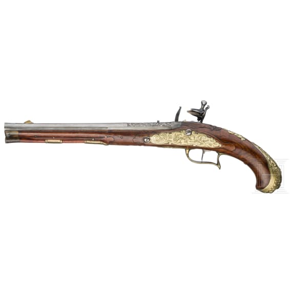 A deluxe flintlock pistol by Johann Andreas Kuchenreuter, circa 1740/50