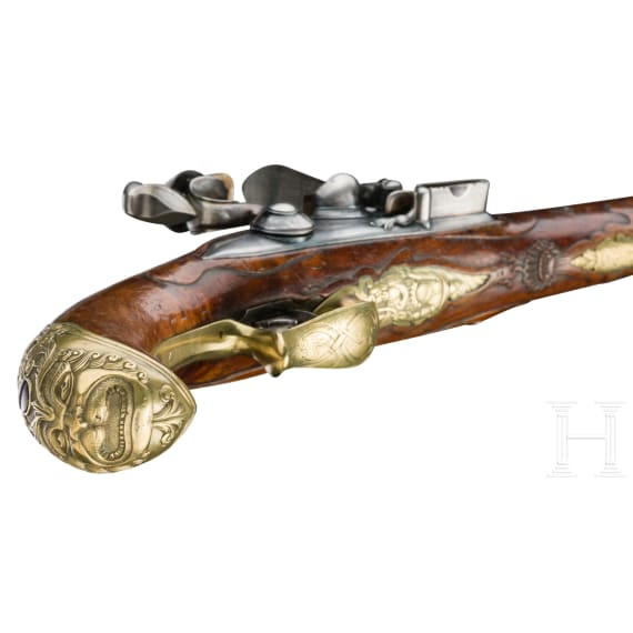 A deluxe flintlock pistol by Johann Andreas Kuchenreuter, circa 1740/50