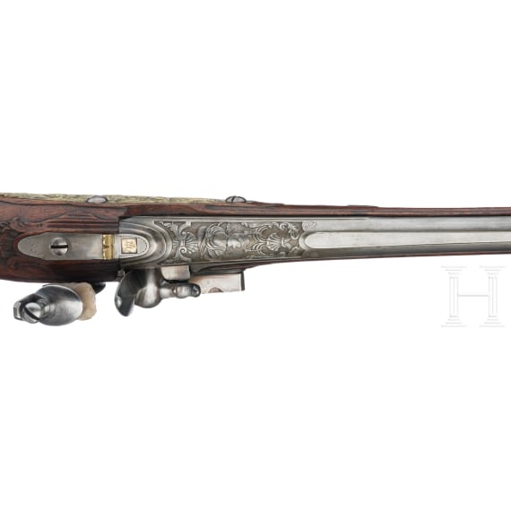 A deluxe flintlock pistol by Johann Andreas Kuchenreuter, circa 1740/50
