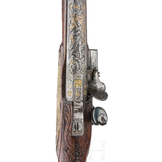 A magnificent flintlock pistol by Johann Jakob Kuchenreuter, Steinweg/Regensburg, circa 1760