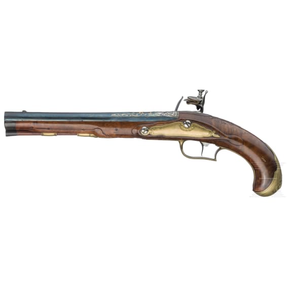A pair of fine German flintlock pistols from the princely armoury of Carl Eugen of Wurttemberg, circa 1760