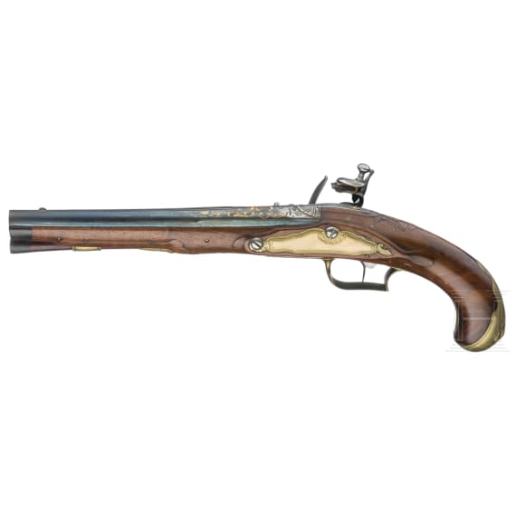 A pair of fine German flintlock pistols from the princely armoury of Carl Eugen of Wurttemberg, circa 1760