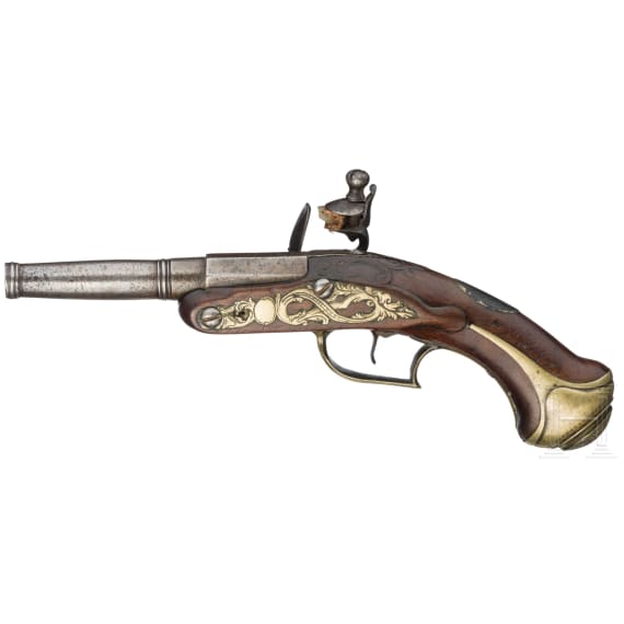 A Belgian flintlock travelling pistol, circa 1780