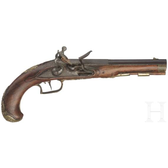 A flintlock pistol with gold-plated fittings by Franz Poltz in Karlsbad, circa 1790