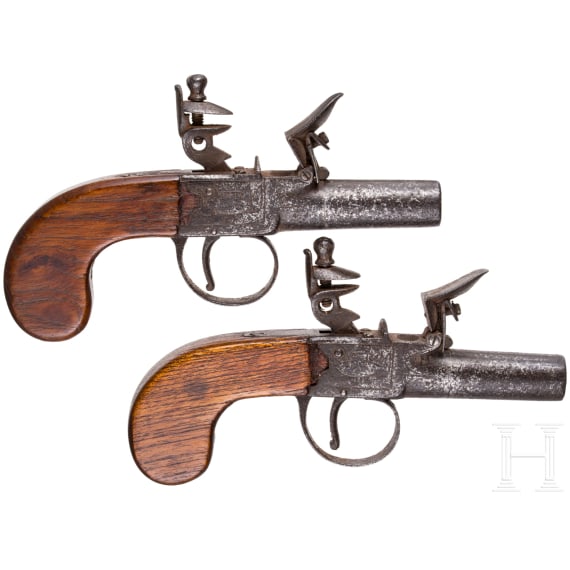 A pair of British flintlock pocket pistols, circa 1800