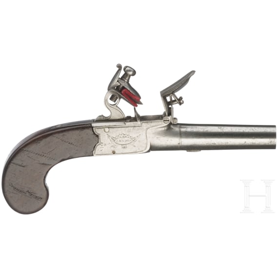 A flintlock pocket pistol, J&W in London, circa 1800