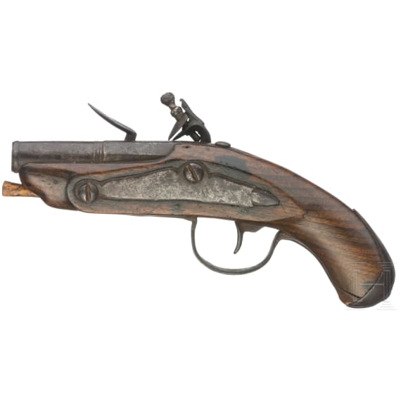 A Belgian flintlock travelling pistol, circa 1800