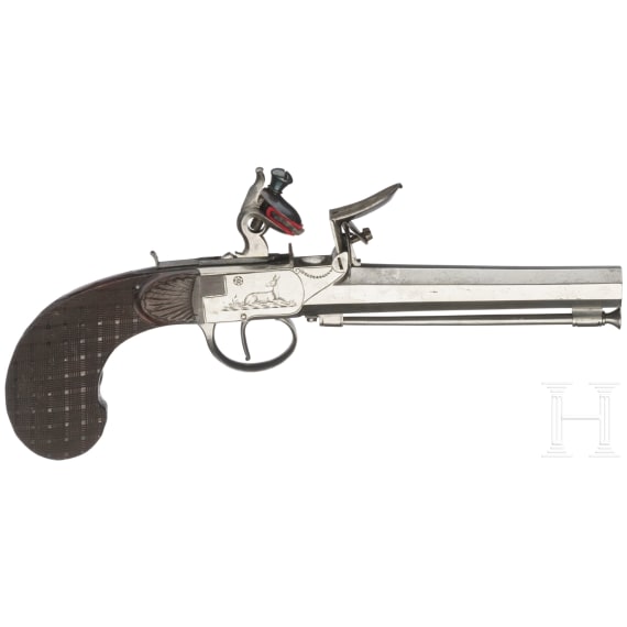 A large Belgian flintlock pocket pistol, circa 1820