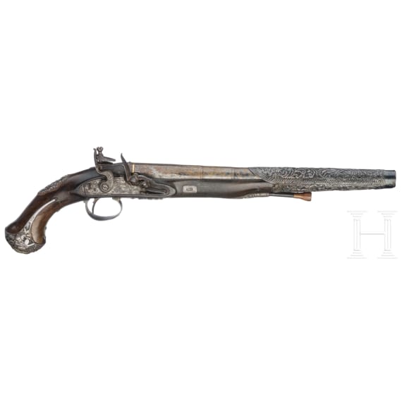 A silver-mounted flintlock pistol for the Oriental market, William Andrew Beckwith in London, circa 1830