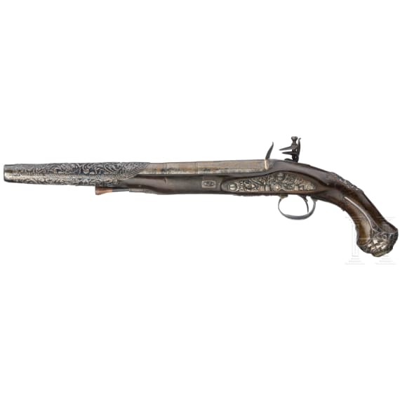 A silver-mounted flintlock pistol for the Oriental market, William Andrew Beckwith in London, circa 1830