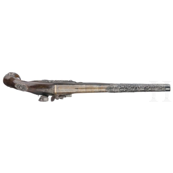 A silver-mounted flintlock pistol for the Oriental market, William Andrew Beckwith in London, circa 1830