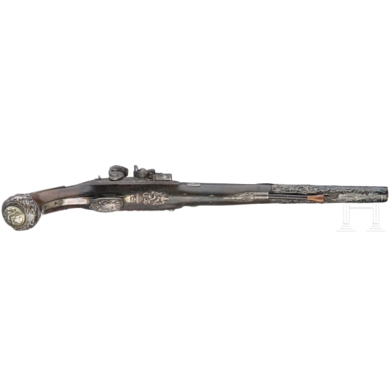 A silver-mounted flintlock pistol for the Oriental market, William Andrew Beckwith in London, circa 1830