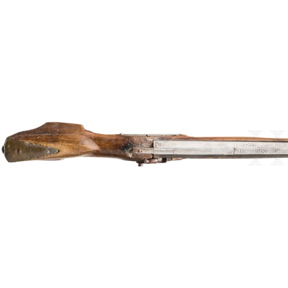 A heavy German adapted percussion rifle with 17th century barrel, circa 1760
