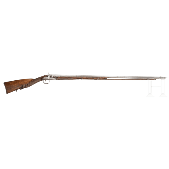 A converted German percussion shotgun, circa 1830