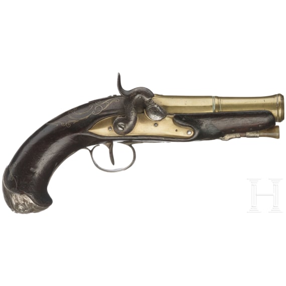 A pair of French converted naval percussion pistols, circa 1780