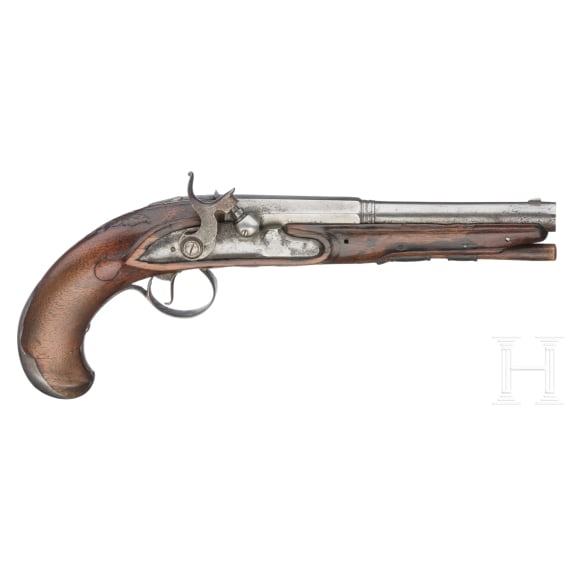 An adapted percussion pistol, Gaetcke in Schleswig, circa 1780