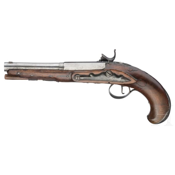 An adapted percussion pistol, Gaetcke in Schleswig, circa 1780